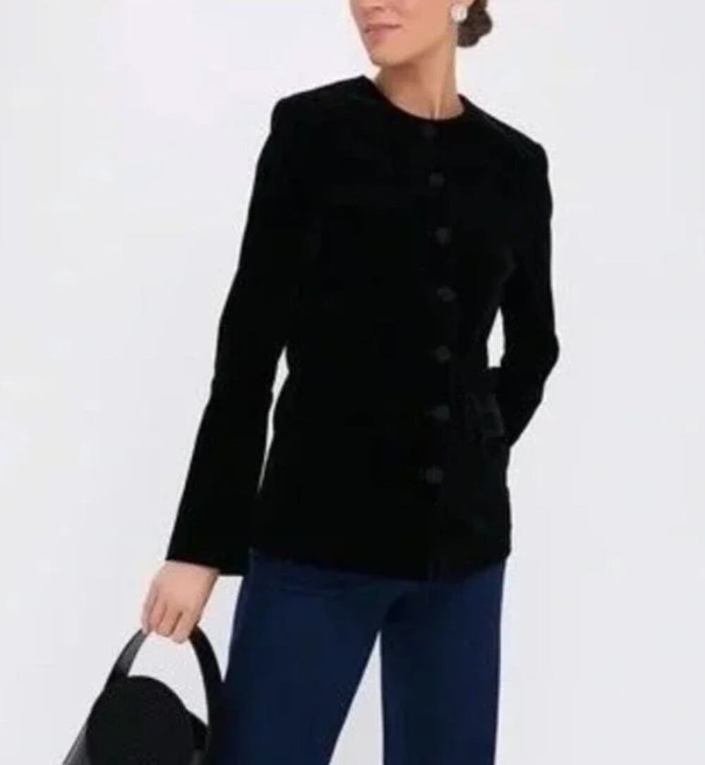 Tuckernuck Pomander Place Velvet Blazer Jacket Black Size Medium NEW